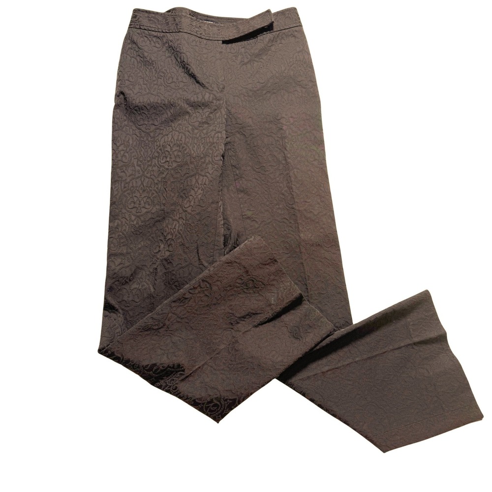 Etcetera Chocolate Brown Brocade Straight Leg Pants Wms SZ 2 Jacquard  Trousers‎